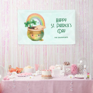 St. Patrick's Day Whimsical Rainbow & Clover Party Spandoek