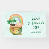 St. Patrick's Day Whimsical Rainbow & Clover Party Spandoek (Horizontaal)