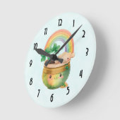 St. Patrick's Day Whimsical Rainbow & Clover Ronde Klok (Hoek)