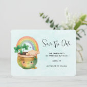St. Patrick's Day Whimsical Rainbow & Clover Save The Date (Staand voorkant)