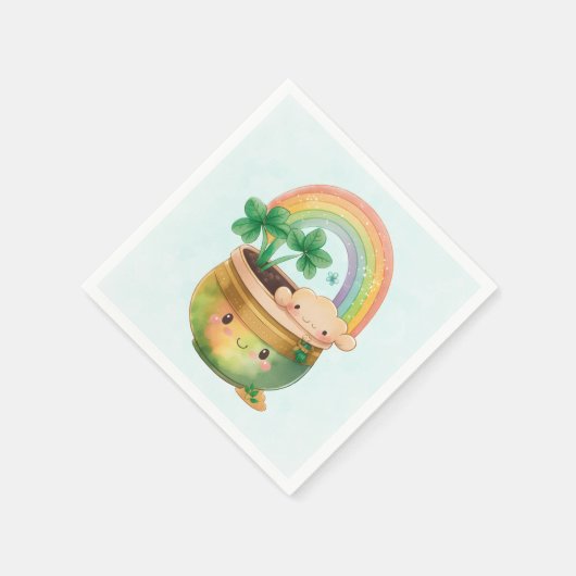 St. Patrick's Day Whimsical Rainbow & Clover Servet (Hoek)