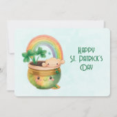 St. Patrick's Day Whimsische Regenboog & Klaver Feestdagenkaart (Voorkant)