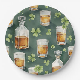 St. Patrick's Day Whiskey- en Shamrockpatroon Papieren Bordje