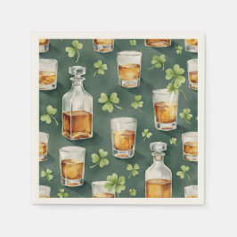 St. Patrick's Day Whisky en Shamrock Patroon Servet
