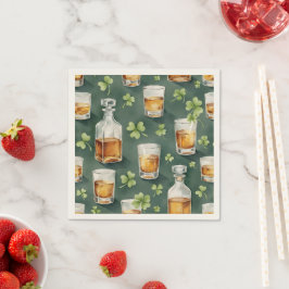 St. Patrick's Day Whisky en Shamrock Patroon Servet