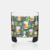 St. Patrick's Day Whisky en Shamrocks Patroon Glas (Voorkant)