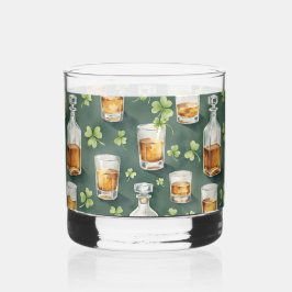 St. Patrick's Day Whisky en Shamrocks Patroon Glas