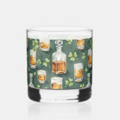 St. Patrick's Day Whisky en Shamrocks Patroon Glas (Achterkant)