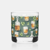 St. Patrick's Day Whisky en Shamrocks Patroon Glas (Links)