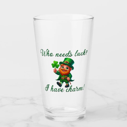 St Patrick's Day Wie heeft geluk nodig Ik heb char Glas (Voorkant)