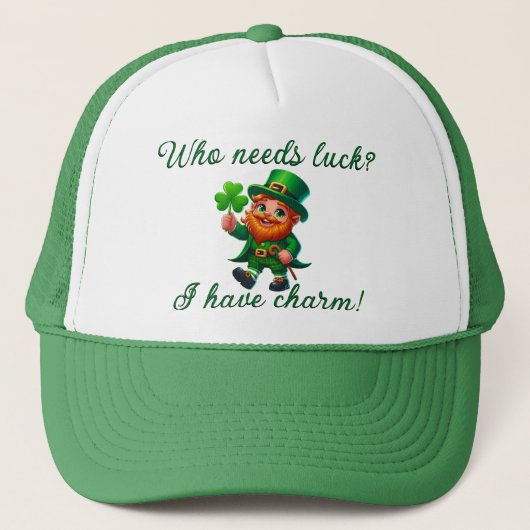 St Patrick's Day Wie heeft geluk nodig Ik heb char Trucker Pet (Voorkant)