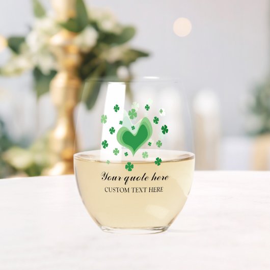St Patrick's Day wijnglas met groene klavers Wijnglas Zonder Voet (Insitu (Huwelijk))