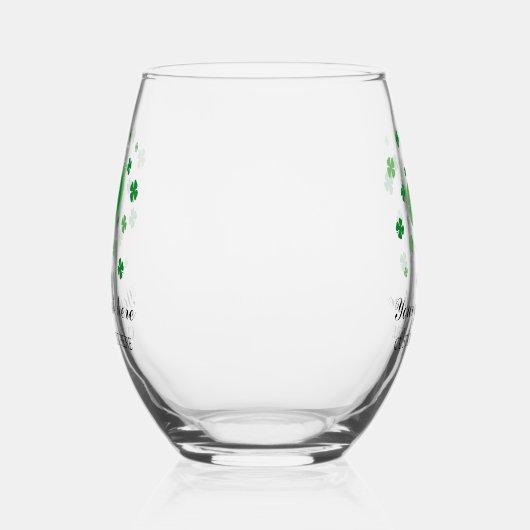 St Patrick's Day wijnglas met groene klavers Wijnglas Zonder Voet (Rechts)