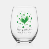 St Patrick's Day wijnglas met groene klavers Zonder Voet (Voorkant)