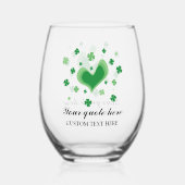 St Patrick's Day wijnglas met groene klavers Zonder Voet (Achterkant)