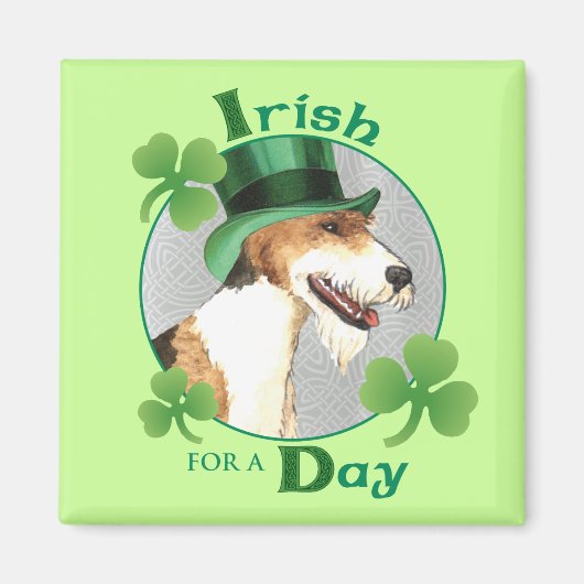 St. Patrick's Day Wire Fox Terrier Magneet (Voorkant)