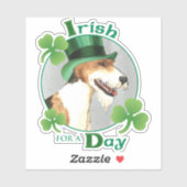 St. Patrick's Day Wire Fox Terrier Vinyl Sticker (Vel)