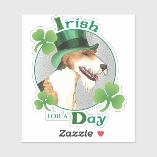 St. Patrick's Day Wire Fox Terrier Vinyl Sticker (Vel)