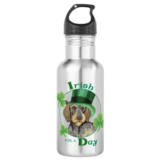 St. Patrick's Day Wirehaire Dachshund Waterfles (Voorkant)