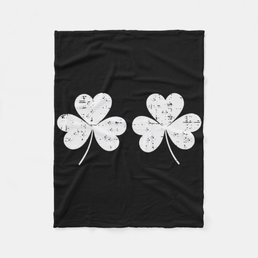 St. Patrick's Day Witte Klavers Borst St. Paddys I Fleece Deken (Voorkant)