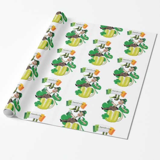 St. Patrick's Day Wrapping Paper Beer Cadeaupapier (Uitgerold)