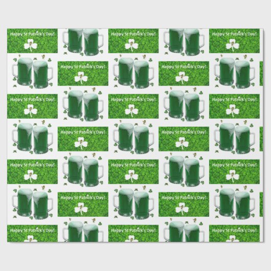 St. Patrick's Day Wrapping Paper Beer Cadeaupapier (Vlak)