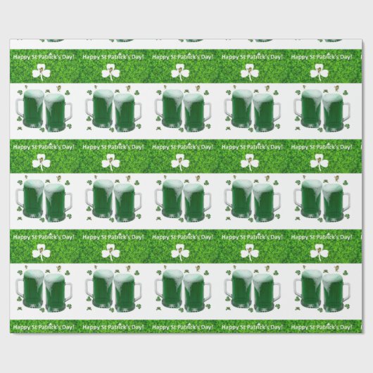 St. Patrick's Day Wrapping Paper Beer Cadeaupapier (Vlak)