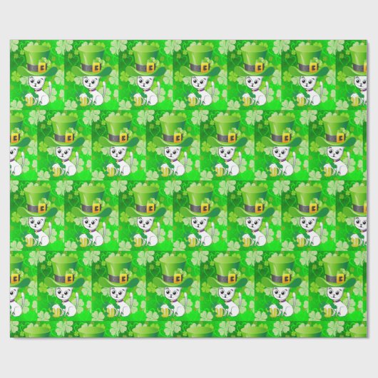 St. Patrick's Day Wrapping Paper Beer Cat Cadeaupapier (Vlak)