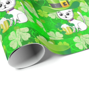 St. Patrick's Day Wrapping Paper Beer Cat Cadeaupapier