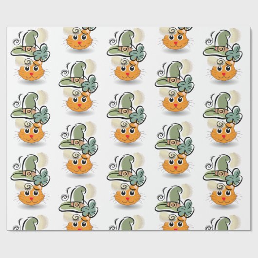 St. Patrick's Day Wrapping Paper Cat Cadeaupapier (Vlak)