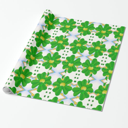 St. Patrick's Day Wrapping Paper Clover Cadeaupapier (Uitgerold)
