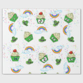 St. Patrick's Day Wrapping Paper Cupcake Rainbow Cadeaupapier (Vlak)