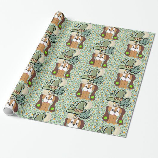 St. Patrick's Day Wrapping Paper Dog Cadeaupapier (Uitgerold)