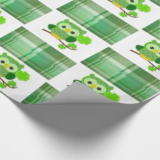 St. Patrick's Day Wrapping Paper Owl Cadeaupapier (Hoek)