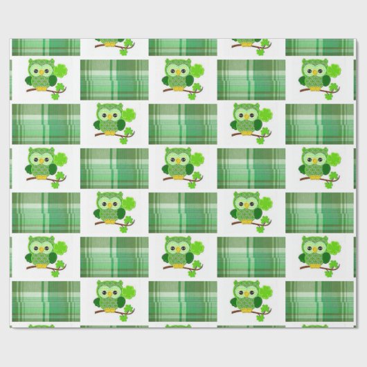 St. Patrick's Day Wrapping Paper Owl Cadeaupapier (Vlak)