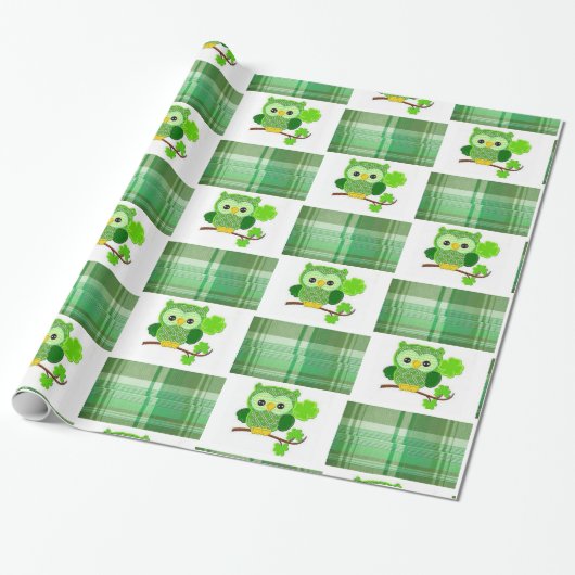 St. Patrick's Day Wrapping Paper Owl Cadeaupapier (Uitgerold)