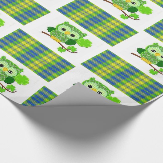 St. Patrick's Day Wrapping Paper Owl Cadeaupapier (Hoek)
