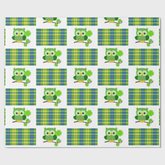 St. Patrick's Day Wrapping Paper Owl Cadeaupapier (Vlak)