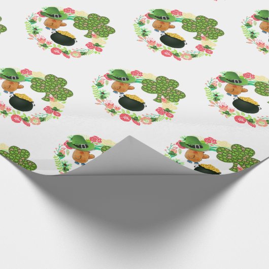 St. Patrick's Day Wrapping Paper Teddy Bear Cadeaupapier (Hoek)