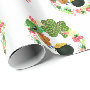 St. Patrick's Day Wrapping Paper Teddy Bear Cadeaupapier