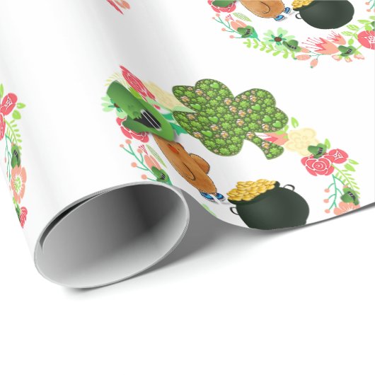 St. Patrick's Day Wrapping Paper Teddy Bear Cadeaupapier (Rol Hoek)