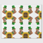 St. Patrick's Day Wrapping Paper Teddy Bear Cadeaupapier (Vlak)