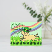 St. Patrick's Day Yellow Lab Baby Briefkaart (Staand voorkant)