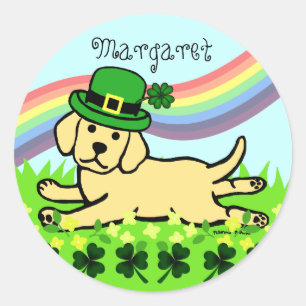 St. Patrick's Day Yellow Lab Baby Ronde Sticker