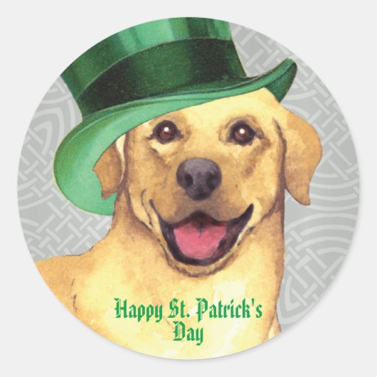 St. Patrick's Day Yellow Lab Classic Round Sticker (Voorkant)