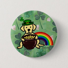 St. Patrick's Day Yellow Lab Rainbow Ronde Button 5,7 Cm