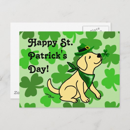 St. Patrick's Day Yellow Labrador Briefkaart (Voorkant / Achterkant)