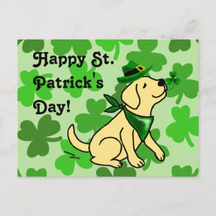 St. Patrick's Day Yellow Labrador Briefkaart