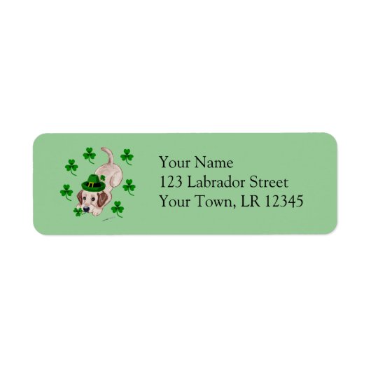 St. Patrick's Day Yellow Labrador Puppy Etiket (Voorkant)