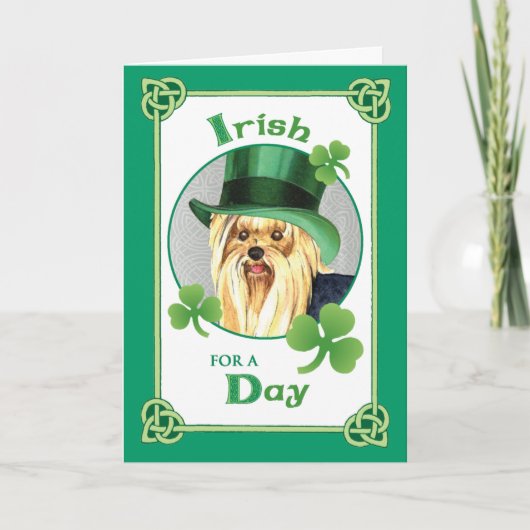St. Patrick's Day Yorkie Kaart (Voorkant)